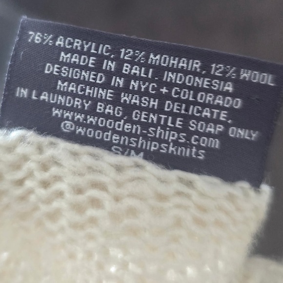 Wooden Ships Paola Buendia XOXO Sweater Cream Sz S/M Soft Mohair Wool Soft LS - Picture 5 of 5